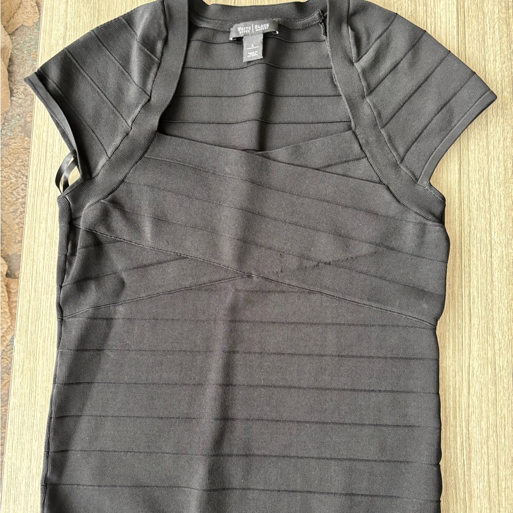 White House Black Market Black bandage Short Sleeve Top